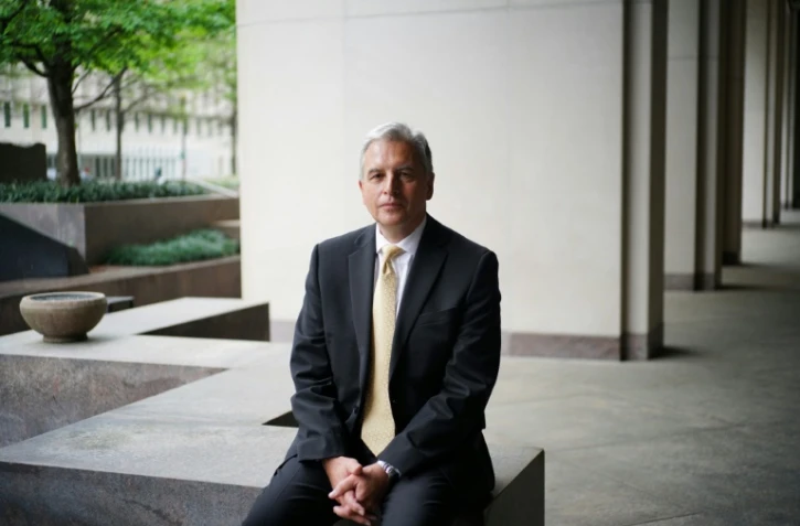 Alfred Kammer, Directeur du département Europe du Fonds monétaire international (FMI), devant le siège à Washington DC. Photo prise le 14 avril 2021