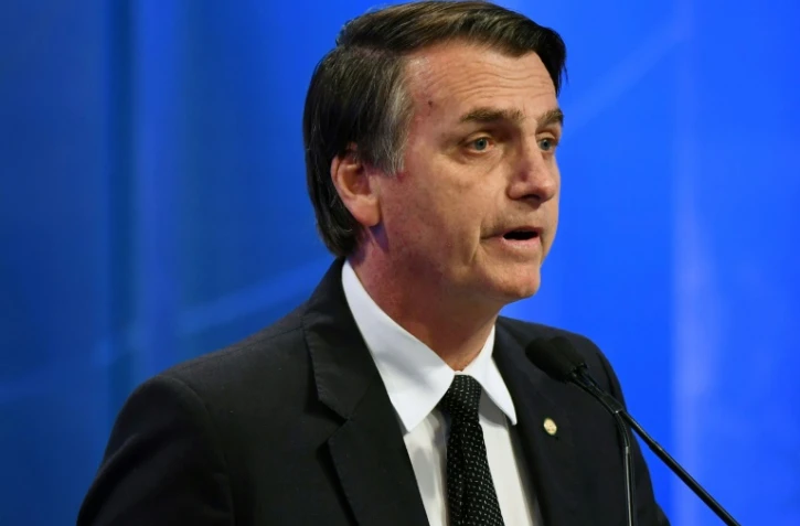 Jair Bolsonaro, candidat à l'élection présidentielle au Brésil, le 17 août 2018, sur le plateau de la télévision Rede TV