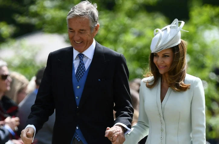 David and Jane Matthews arrivent pour le mariage de leur fils James Matthews avec Pippa Middleton, le 20 mai 2017 à Englefield, dans l'ouest de Londres