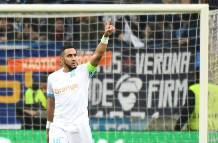 Le capitaine marseillais Dimitri Payet auteur d'un doublé face au RB Leipzig en Europa League au Vélodrome, le 12 avril 2018