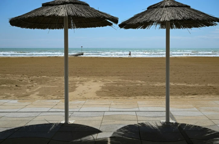 La plage de Jesolo, près de Venise, le 12 mai 2020 en Italie