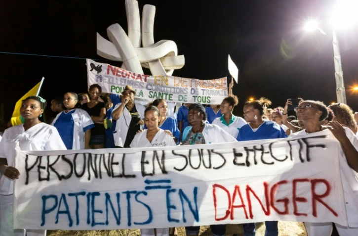 Manifestation du personnel de l'hôpital de Cayenne, le 29 mars 2017 à Cayenne