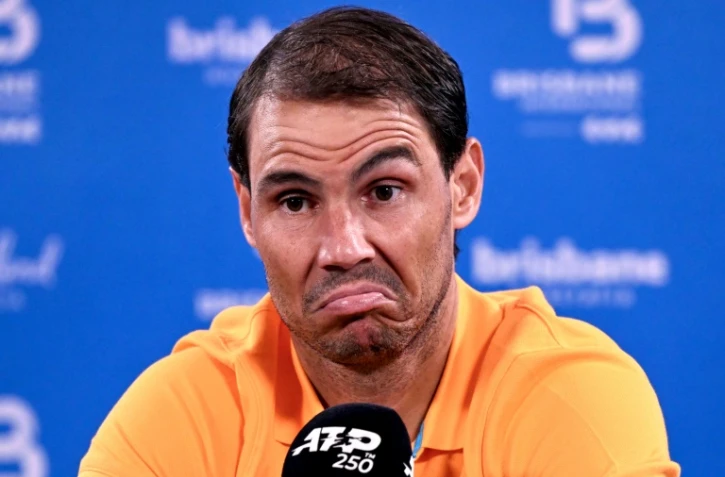 Rafael Nadal lors d'une conférence de presse après sa défaite contre l'Australien Jordan Thompson, à Brisbane le 5 janvier 2024
