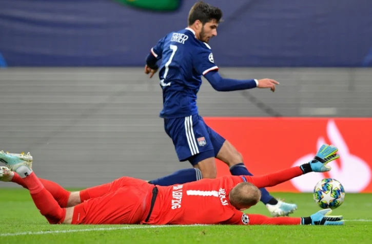 L'attaquant de Lyon Martin Terrier lors du match Ă Leipzig, le 2 octobre 2019
