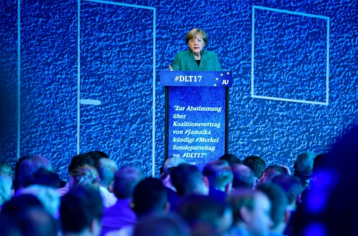 La chancelière allemande Angela Merkel à Dresde, le 7 octobre 2017