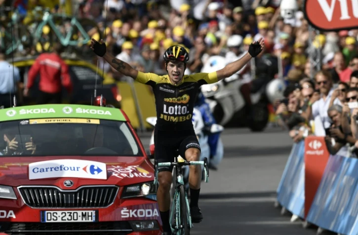 Le Slovène Primoz Roglic (Lotto NL), vainqeuur de la 17e étape du Tour de France, le 19 juillet 2017 à Serre-Chevalier