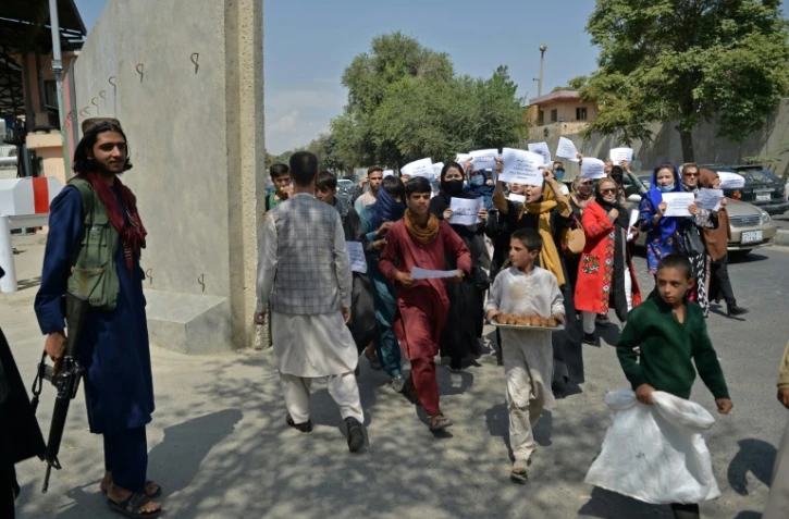 Des femmes manifestent pour leurs droits, à Kaboul, le 3 septembre 2021