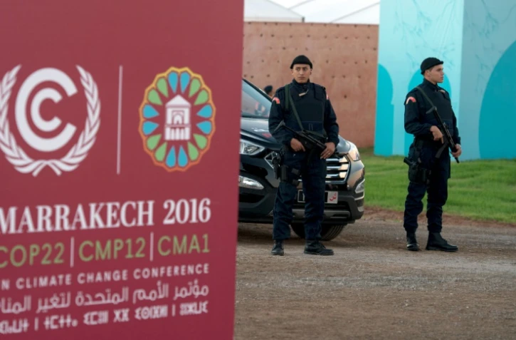 Des forces de sécurité sur le site de la COP22, le 9 novembre 2016 à Marrakech