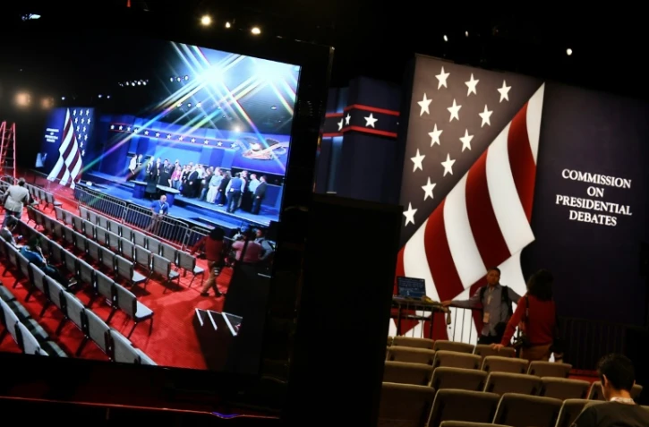 Vue intérieure le 18 octobre 2016 de la salle de l'Université du Nevada à Las Vegas où se déroulera le 3e débat entre Hillary Clinton et Donald Trump