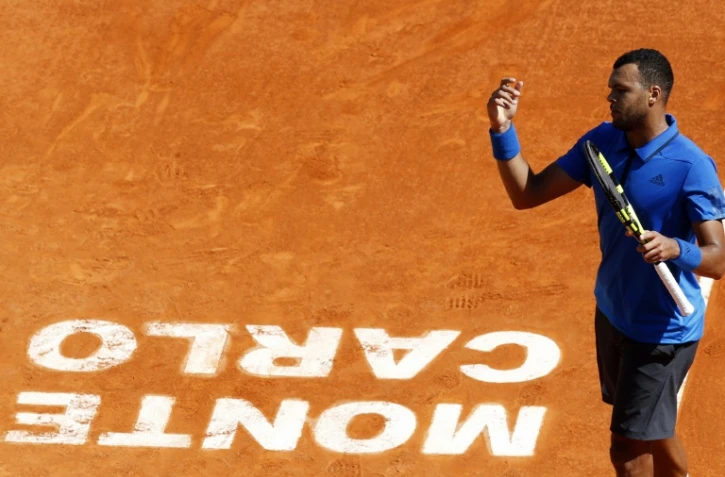 Jo-Wilfried Tsonga lors du match face à Roger Federer, le 15 avril 2016 às Monaco