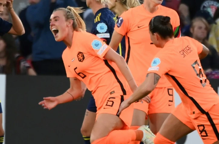 La Néerlandaise Jill Roord égalise face à la Suède à l'Euro, le 9 juillet 2022 à Sheffield