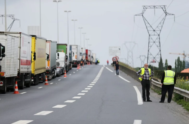 Un barrage routier sur la rocade à Caen, le 17 mai 2016