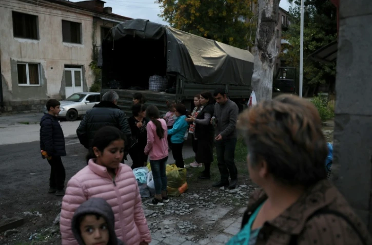 Des réfugiés venus du Nagorny Karabakh à Goris, en Arménie, en 26 septembre 2023