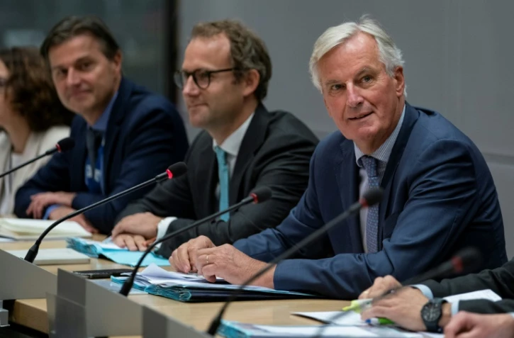 Le négociateur de l'UE sur le Brexit Michel Barnier (à droite sur la photo) avec le ministre britannique chargé de ce dossier Stephen Barclay, le 20 septembre 2019 à Bruxelles.