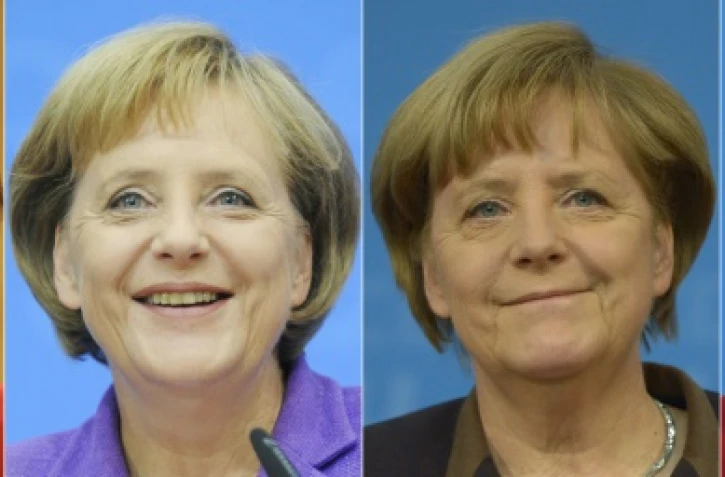 Photomontage de photos de la chancelière allemande Angela Merkel en 2005, 2009, 2013 et 2016