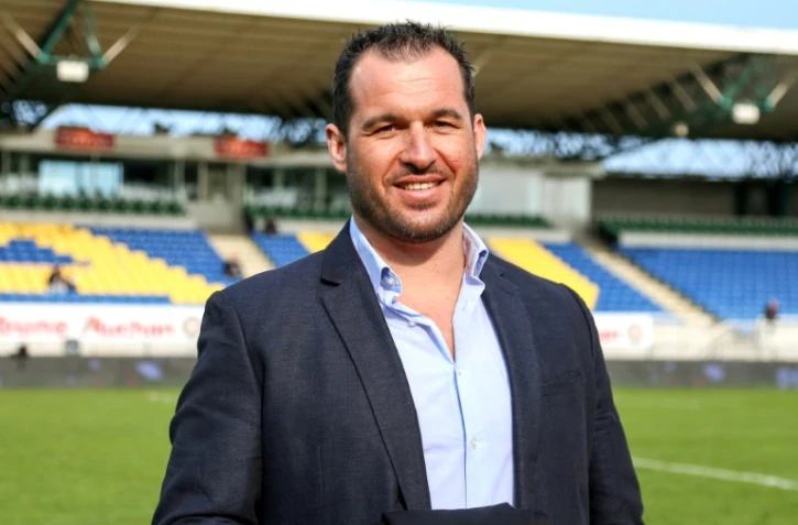 L'ancien rugbyman Sébastien Boueilh, président de l'association "Colosse aux pieds d'argile" qui combat la pédophilie, le 18 mars 2016 à Pau 