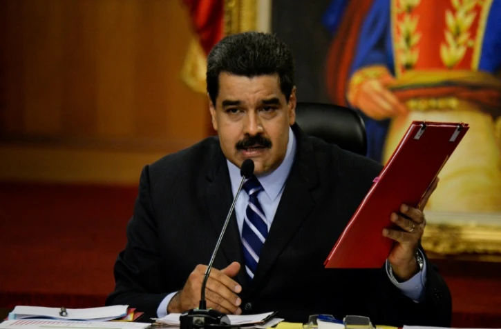 Le président du Venezuela Nicolas Maduro lors d'une conférence de presse au palais présidentiel à Caracas, le 17 mai 2016
