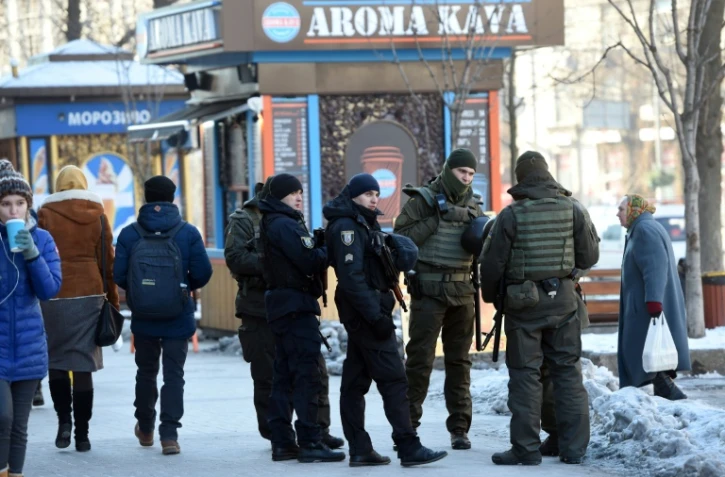 Patrouille de la garde nationale ukrainienne à Kiev le 30 novembre 2018
