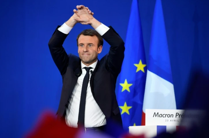 Emmanuel Macron, le soir du premier tour, le 23 avril 2017 à Paris