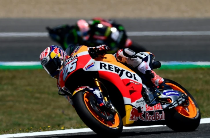 L'Espagnol Dani Pedrosa au guidon de sa Honda lors des qualifications pour le GP d'Espagne, le 6 mai 2017 à Jerez de la Frontera