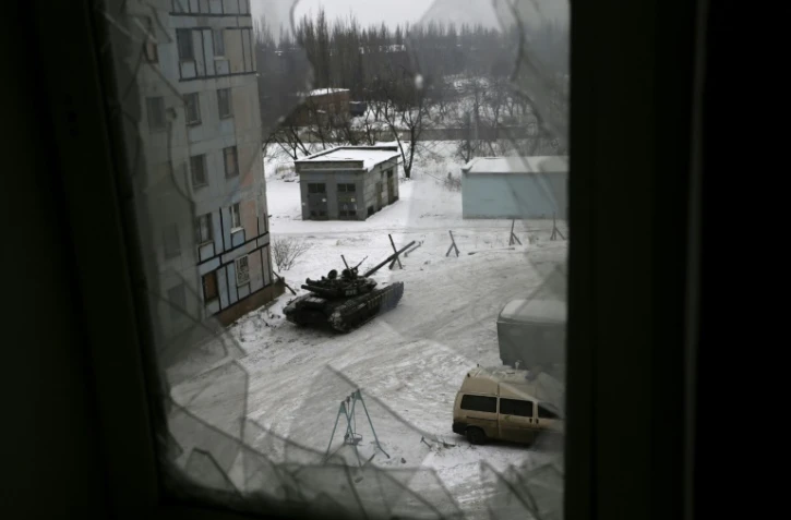 Un char des forces ukrainiennes à Avdiïvka, près de Donetsk, dans l'est séparatiste prorusse de l'Ukraine, le 2 février 2017