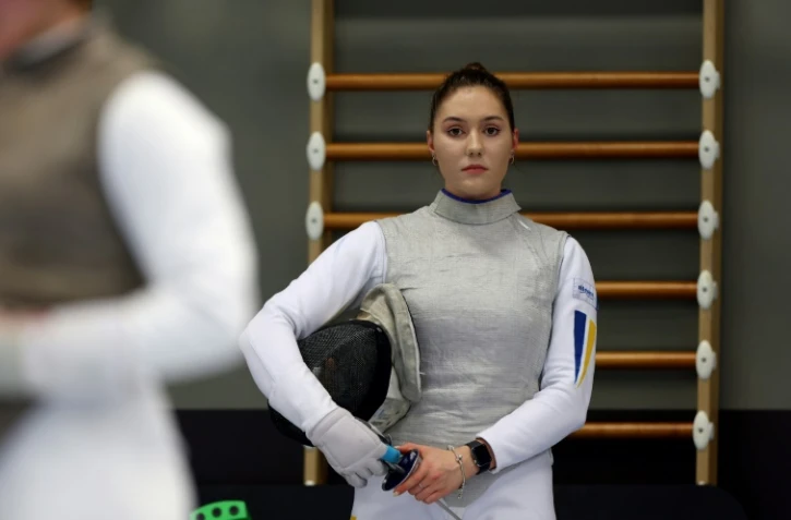 L'escrimeuse ukrainienne Svitlana Sopit lors d'un entraînement à l'Insep à Paris le 27 avril 2023