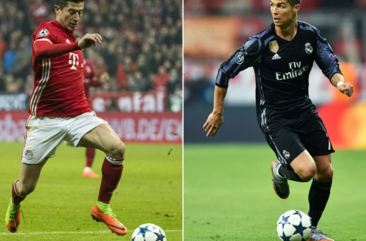 Photomontage représentant la star du Real Madrid  Cristiano Ronaldo et son adversaire du Bayern Munich Robert Lewandowski