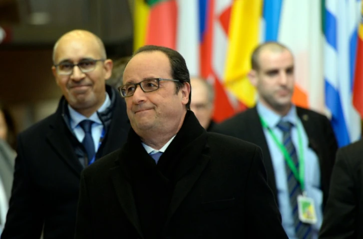 Le président François Hollande à l'issue d'un sommet sur la crise migratoire le 8 mars 2016 à Bruxelles