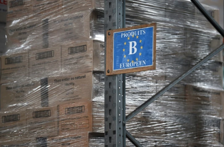 Des produits achetés grâce au Fonds européen d'aide aux plus démunis, dans les entrepôts des Restos du Coeur de Strasbourg, le 10 mai 2019