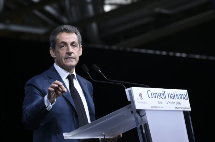 Le président du parti Les Républicains (LR) Nicolas Sarkozy s'adresse aux membres du Conseil national du parti, le 14 février 2016 à Paris