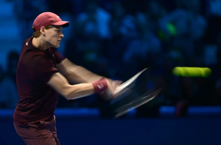 L'Italien Jannik Sinner durant sa demi-finale du Masters ATP contre l'Australien Alex De Minaur le 15 novembre 2025 à Turin
