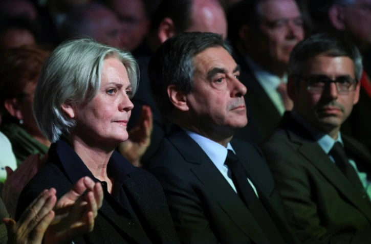 Penelope et François Fillon lors d'un meeting Porte de Versailles à Paris, le 9 avril 2017