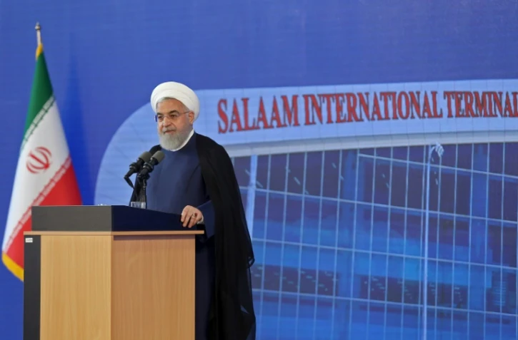 Photo diffusée le 18 juin 2019 par la présidence iranienne du chef de l'Etat, Hassan Rohani, lors de la cérémonie d'ouverture d'un nouveau terminal à l'aéroport Imam Khomeini de Téhéran