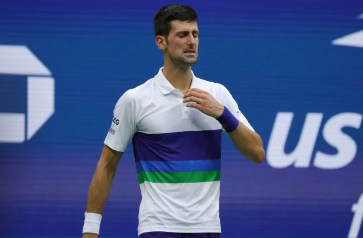 Le Serbe Novak Djokovic lors sa finale perdue à l'US Open contre le Russe Daniil Medvedev, le 13 septembre 2021 à New York