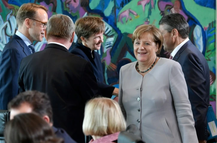 La Chancelière allemande Angela Merkel (d), le 28 juin 2017 à Berlin