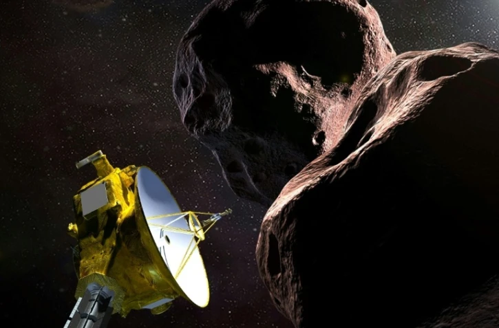 Représentation artistique, transmise par la Nasa le 21 décembre, de la sonde New Horizons survolant l'objet cosmique Ultima Thule.