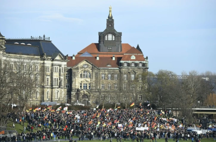 Rassemblement hostile aux migrants à l'initiative du mouvement islamophobe Pegida, le 6 février à Dresden en Allemagne