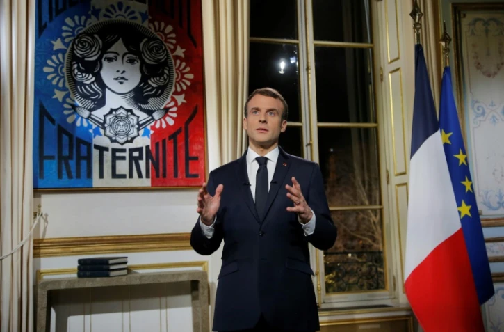 Le président français Emmanuel Macron lors de ses voeux aux Français, le 31 décembre 2018 à Paris