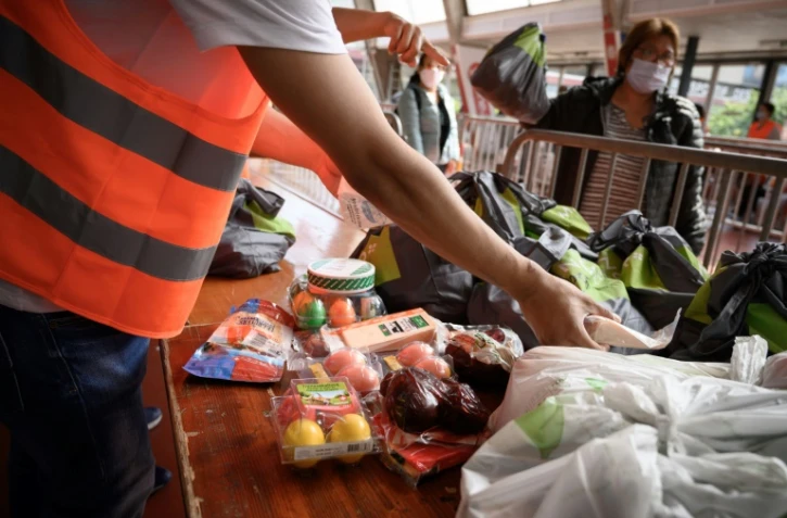 Distribution alimentaire à Genève, le 9 mai 2020