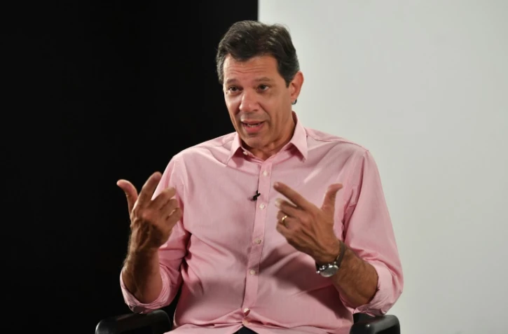 Fernando Haddad, candidat de gauche à la présidentielle au Brésil, lors d'un entretien exclusif avec l'AFP, à Sao Paulo le 13 octobre 2018