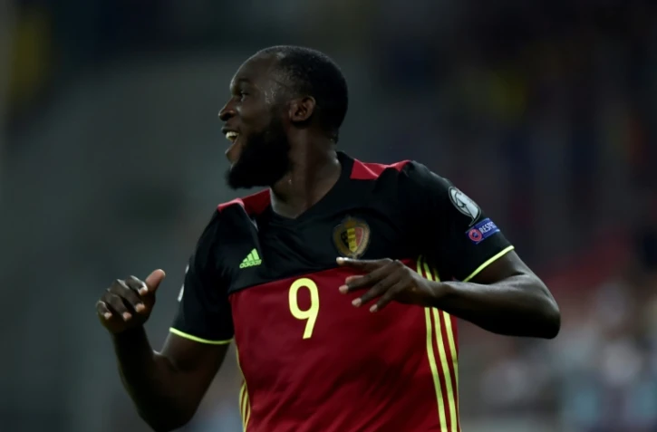 L'attaquant Romelu Lukaku auteur de second but, qualifiant la Belgique pour le Mondial-2018, lors du match face à la Grèce, le 3 septembre 2017 au Pirée