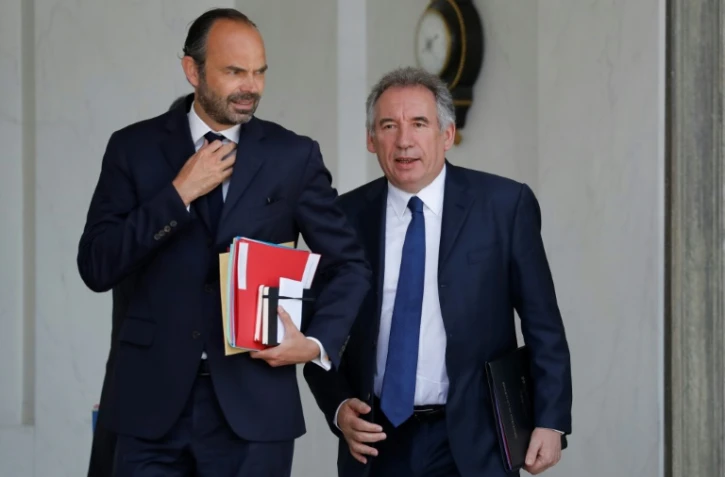 Le Premier ministre Édouard Philippe, au côté du Garde des Sceaux François Bayrou, à l'Élysée, le 31 mai 2017 