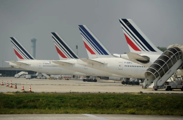 Des avions d'Air France sur le tarmac de l'aéroport lors d'une grève le 24 septembre 2014 à Roissy