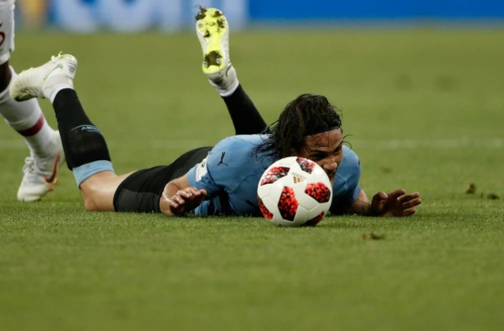 L'attaquant uruguayen Edinson Cavani lors de la victoire face au Portugal en 8e de finale du Mondial le 30 juin 2018