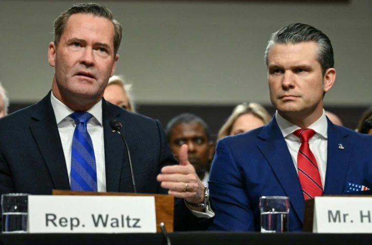 Le conseiller à la sécurité nationale, Mike Waltz, et le ministre de la Défense, Pete Hegseth,  à Washington le 14 janvier 2025