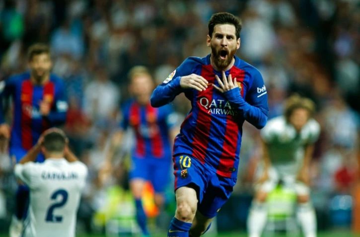 L'attaquant du Barça Lionel Messi, auteur d'un doublé lors du clasico face au Real Madrid à Santiago Bernabeu, le 23 avril 2017