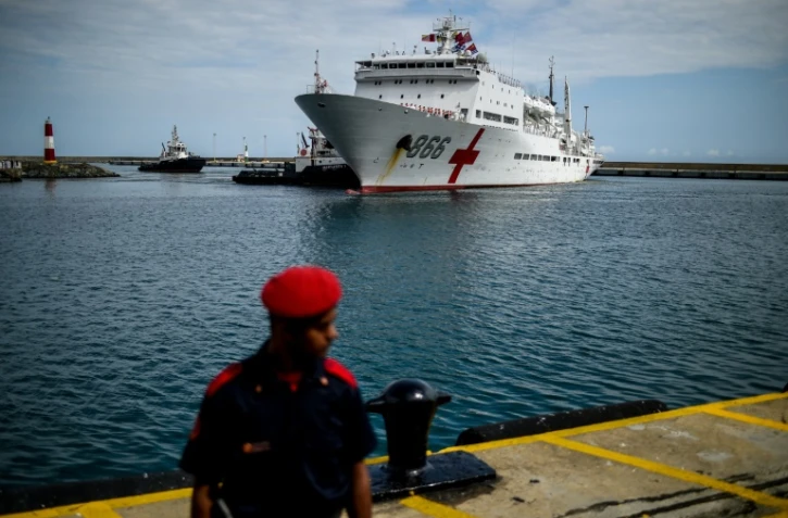 Le navire hôpital chinois Arche de la Paix arrive au port de La Guaira, le 22 septembre 2018 au Venezuela
