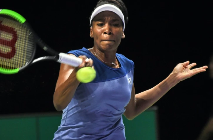 L'Américaine Venus Williams, face à L'Espagnole Garbine Muguruza lors du Masters dames, le 26 octobre 2017 à Singapour