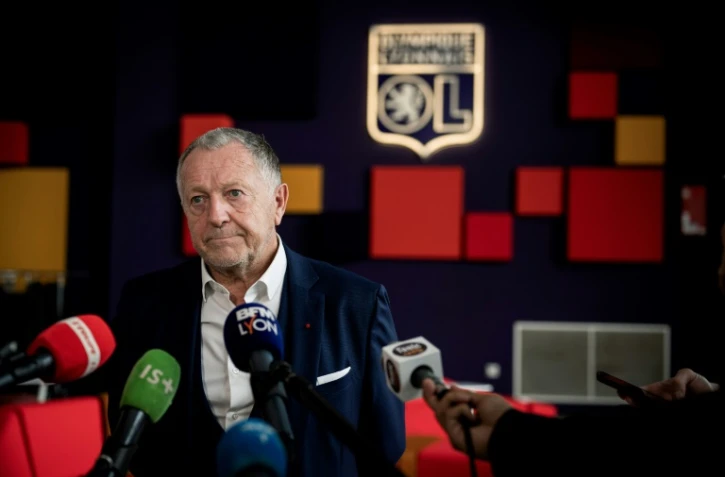 Le président de l'Olympique lyonnais Jean-Michel Aulas lors d'une conférence de presse au stade du club à  Décines-Charpieu le 14 octobre 2020