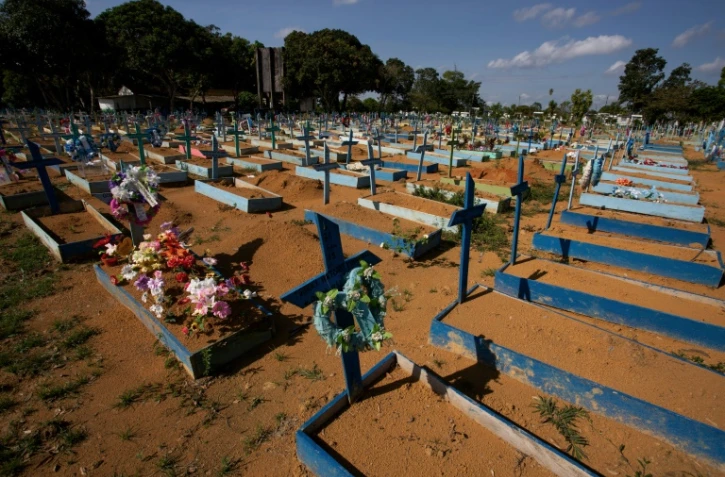 Des tombes de victimes du Covid-19 au cimetière Nossa Senhora à Manaus, au Brésil, le 19 juin 2021